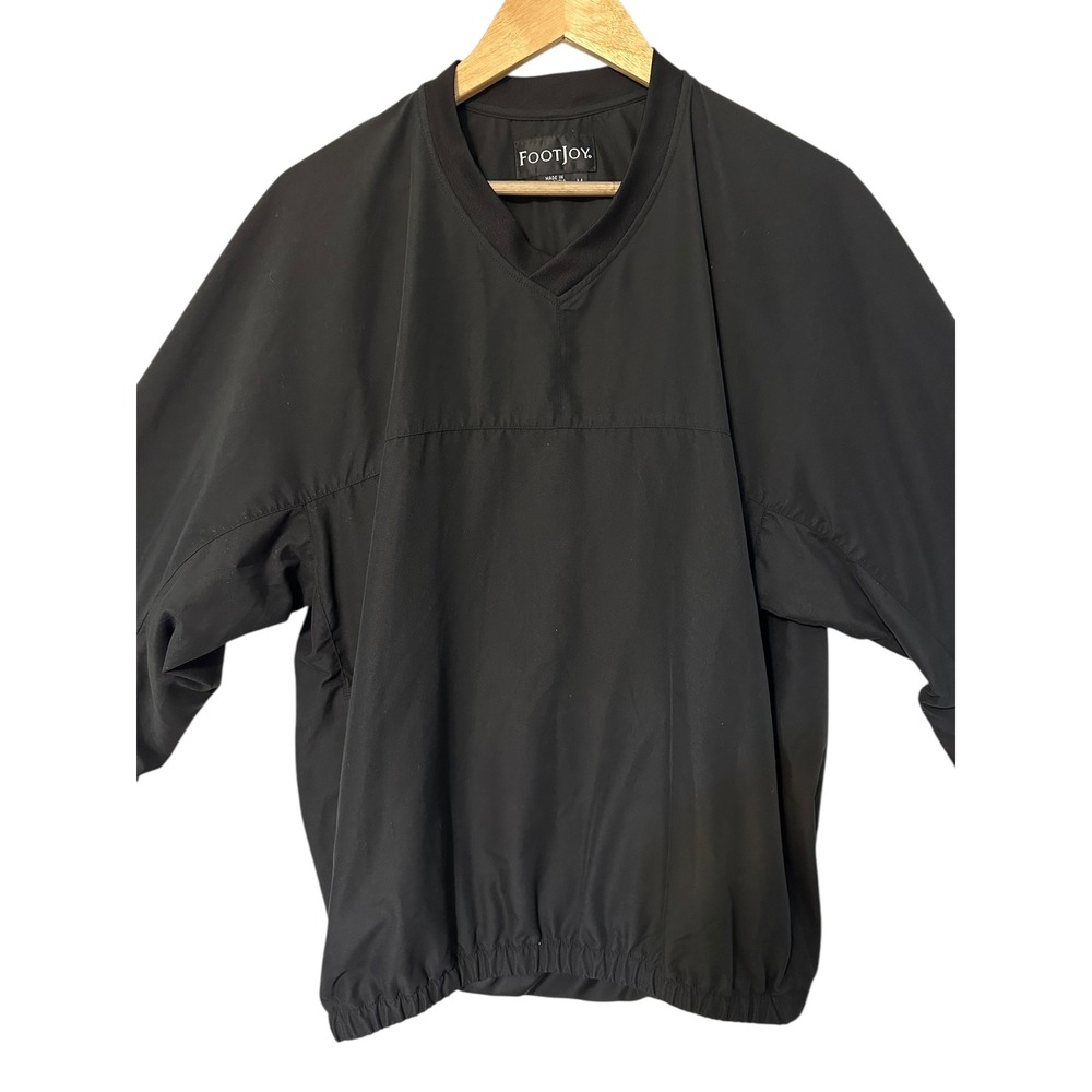 FootJoy Golf Pullover Jacket‎ Mens M Black Windbreaker V Neck Lightweight - Picture 2 of 8